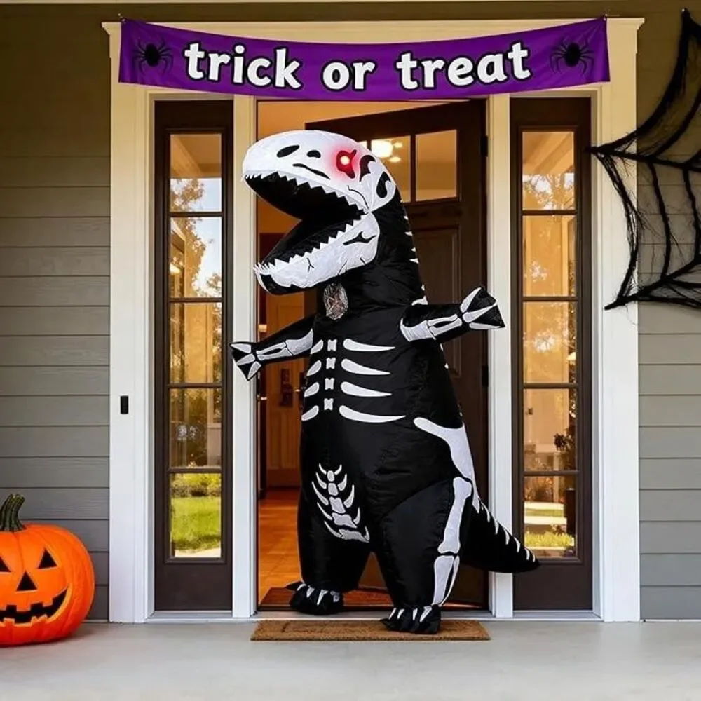 Kids Skeleton T Rex Inflatable Costume Blow Up Dinosaur Suit Halloween NEW